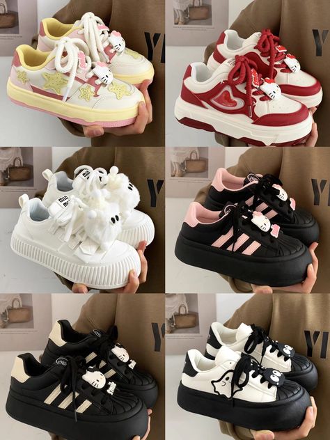 Shoes Girly Shoes Sneakers, Big Shoes, Pretty Sneakers, Pretty Shoes Sneakers, Cute Shoes Heels, Shoes Outfit Fashion, Fantastic Shoes, Baby Dress Design, High Heel Sneakers