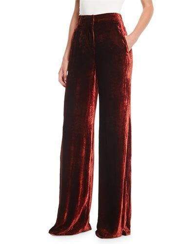 High Waisted Velvet Pants, Red Velvet Pants, Mode Country, Christmas Outfit Ideas For Women, Christmas Outfit Ideas, Velvet Clothes, Velvet Trousers, Outfit Ideas For Women, Velvet Pants