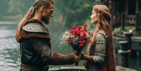 How Did Vikings Propose? Viking Proposal, Viking Romance Aesthetic, Viking Marriage, Viking Warrior Art, Marriage Traditions, Viking Lifestyle, Viking Couple, Wife Day, Pagan Beliefs