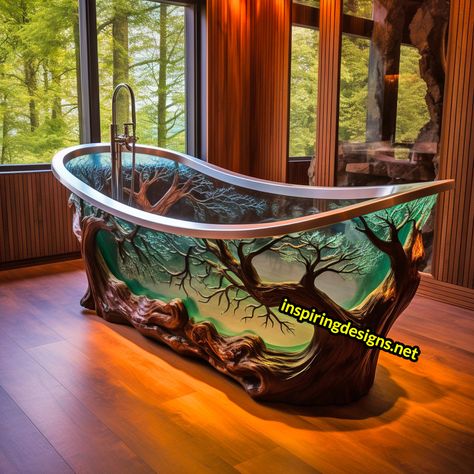 Wood Bathtub, Unique Bathroom Decor, Wooden Bathtub, Beautiful Bathtubs, Fantasy Furniture, Rustic Home Design, Unique House Design, Bathroom Design Decor, White Living