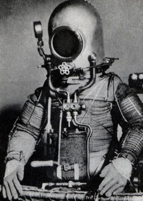 High altitude test suits. Glenn Barr, Victorian Man, Weird Vintage, Sea Diving, Deep Sea Diving, Diving Suit, Space Suit, Science Fiction Art, Retro Futurism