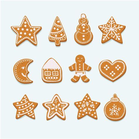 Food Tree, Cookie Drawing, Man Heart, Cookie Vector, Cookie Decorations, Moon Man, Tree Heart, Christmas Gingerbread Cookies, Tree Snowman