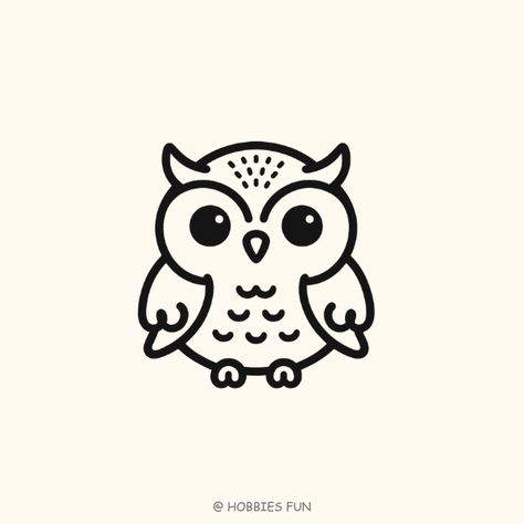 Easy Cute Owl Drawing Small Bird Drawing, Bird Drawing Ideas, Easy Bird Drawing, Cute Owl Drawing, Owl Doodle, Sweet Expression, Owl Drawing, Easy Bird, Penguin Drawing