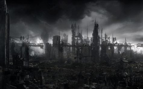 Post Apocalyptic/Dystopian Wallpaper Dump! (As requested by RayquazasDarkBrother) - Album on Imgur Post Apocalyptic City, After Earth, Apocalyptic Art, Apocalyptic World, Cyberpunk 2020, Post Apocalyptic Art, Ruined City, Dark Street, City Background