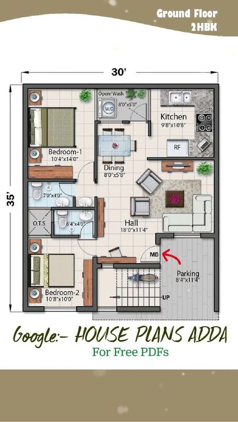 For more Free House Plans Idea Follow Us/Support Us on  • Facebook  • Google Us  • Instagram  • Telegram  • ALL THE BEST FOR YOUR DREAM HOUSE🏠👍 30x40 Duplex House Plans, Smart House Plans, 30x50 House Plans, 20x40 House Plans, 30x40 House Plans, 2bhk House Plan, Indian House Plans, Little House Plans, Affordable House Plans