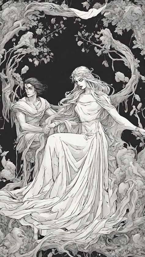 Stories | Myths | Couple | Love | Underworld | Hades | Persephone | Fantasy | Athena Vibes, A Touch Of Darkness Hades And Persephone, King Hades, Queen Persephone, Heart Art Painting, Persephone And Hades, Hades Aesthetic, Hades Persephone, Goddess Vibes