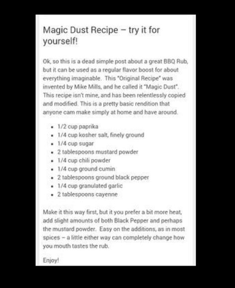 Magic Dust Rub Farm Dust Seasoning, Farm Dust, Homemade Dry Mixes, Magic Dust, Dry Mixes, Seasoning Recipe, Bbq Rub, Seasoning Recipes, Chili Powder