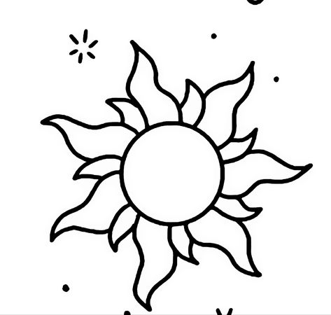 Rapunzel Drawing Easy, Sun Minimalist Tattoo, Sol Rapunzel, Rapunzel Drawing, Sun Minimalist, Tangled Sun, Tangled Flower, Easy Butterfly, Sun Drawing