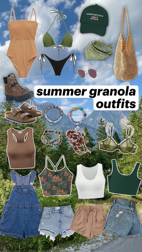 #outfitinspo #granolagirl #granola #summer Granola Style Outfits, Summer Granola Outfit, Granola Outfits Summer, Granola Girl Summer Outfits, Granola Summer Outfits, Summer Granola, Granola Summer, Summer Shuffles, Granola Girl Style