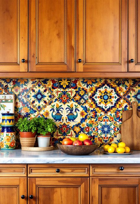 backsplash kitchen ideas Kitchen Backsplash Colorful, Bold Backsplash Kitchen, Colorful Backsplash Ideas, Large Kitchen Backsplash, Colorful Kitchen Backsplash Ideas, Decorative Kitchen Backsplash, Colorful Kitchen Backsplash, Vintage Tin Tiles, Backsplash Kitchen Ideas