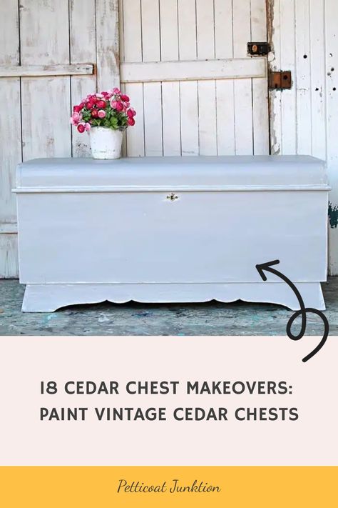 18 Cedar Chest Makeovers: Paint Vintage Cedar Chests Vintage Cedar Chest, Painted Cedar Chest, Chest Makeover, Ideas For Painting, Chest Ideas, Layer Paint, Cedar Chest, Upcycled Home Decor, Painting Vintage