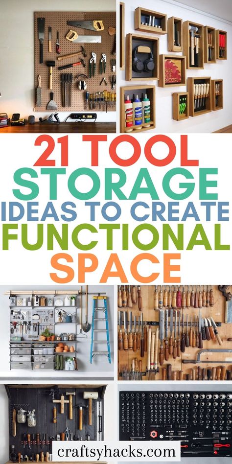 Tool Storage Ideas, Tool Wall Storage, Garage Storage Inspiration, Storage Shed Organization, Garage Workshop Organization, Garage Tool Organization, Diy Rangement, Shed Organization, Garage Tool Storage