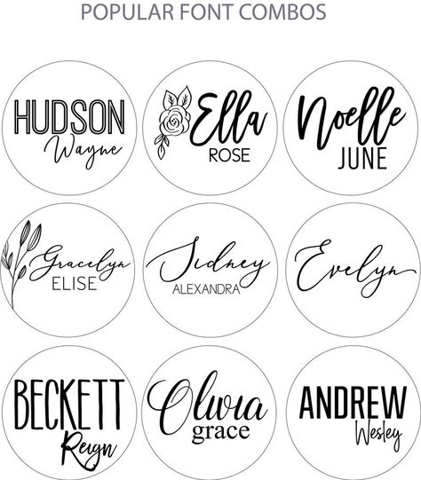 Round name sign NO LETTER LIMIT 24 round sign nursery | Etsy Sign Fonts, Font Combos, Nursery Name Sign, Cricut Projects Beginner, Cricut Fonts, Baby Name Signs, Nursery Name, Cricut Craft Room, Diy Cricut