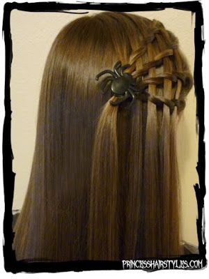 #Halloweenhair! Cute spider web hairstyle tutorial. Easy! Spider Web Design Hair, Under Braids, Spider Web Design, New Short Hairstyles, Toddler Hairstyles Girl, Wacky Hair, Design Hair, Hairstyle Tutorial, Princess Hairstyles