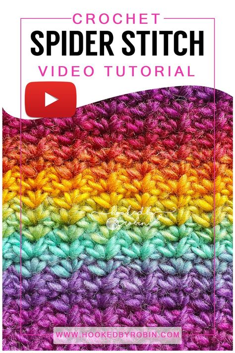 Spider Stitch Crochet, Crochet Spider Stitch, Hooked By Robin, Spider Stitch, Crochet Spider, Crochet Rugs, Aran Weight Yarn, Learn How To Crochet, Stitch Crochet