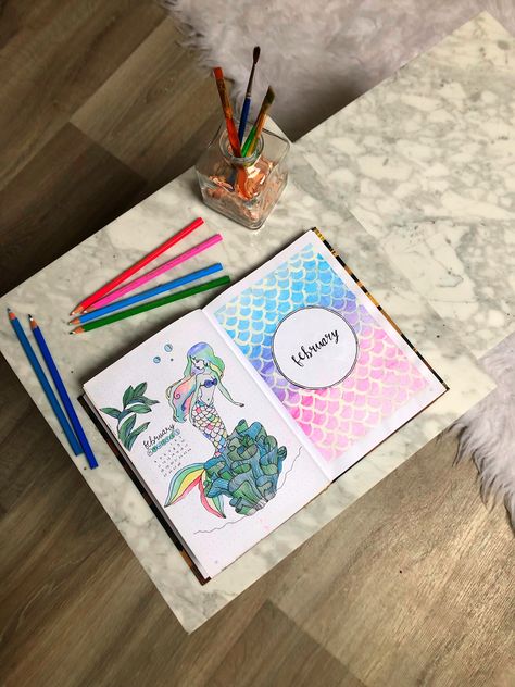 Mermaid Bullet Journal, Bullet Journal Design Ideas, Bullet Journal Themes, Journal Themes, Mermaid Theme, Journal Design, Sea Creatures, The Little Mermaid, Design Ideas