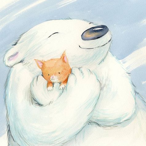 Big bear hug for a little kitten by Jacqueline East! Meet more of Jacqueline's fantastic creations at Childrensillustrators.com. :) Hugging Drawing, Hug Illustration, Illustrator Portfolio, Animal Hugs, Bear Drawing, Bear Hugs, Picture Books Illustration, Bear Illustration, Illustration Quotes