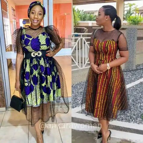 Gorgeous Ankara and Net Styles for Your Next Owambe – Svelte Magazine Ankara Dress Styles, Ankara Gowns, Short African Dresses, African Fashion Skirts, African Dresses Modern, Ankara Gown Styles, African Wear Dresses, Afrikaanse Mode, African Lace Dresses