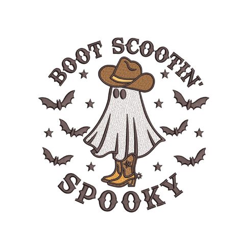 Halloween Iron On Designs, Cute Halloween Embroidery, Cricut Tshirt Ideas Iron On Vinyl Design, Free Embroidery Designs Downloads Pes, Embroidery Machine Projects, Spooky Embroidery, Boot Scootin Spooky, Howdy Pumpkin, Pes Files