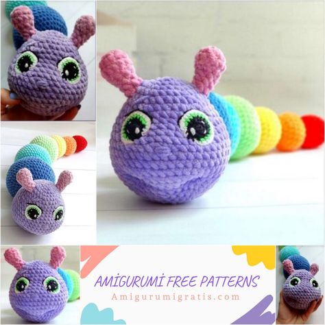 Rainbow Caterpillar, Amigurumi Rainbow, Dinosaur Roar, Amigurumi Dinosaur, Plush Dinosaur, Knitted Toys Free Patterns, Crochet Leaf Patterns, Crochet Toys Free, Baby Cardigan Knitting Pattern