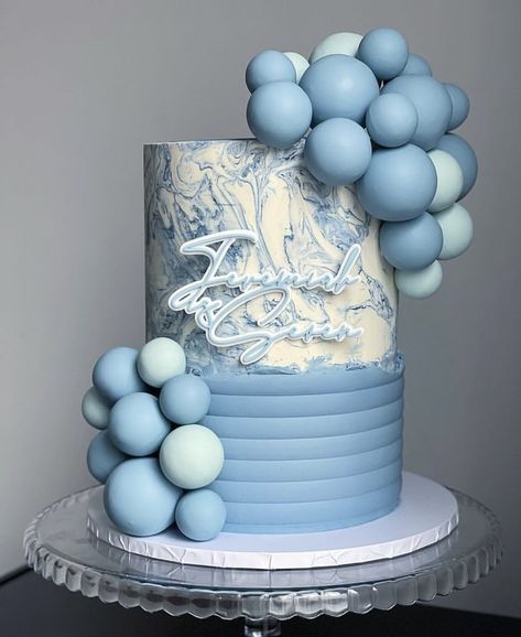 Modern Birthday Cakes, Bubble Cake, Blue Birthday Cakes, Candy Birthday Cakes, Single Tier Cake, Beautiful Cake Designs, Christmas Cake Decorations, Beautiful Birthday Cakes, Blue Cakes