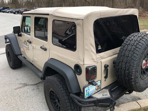 Until recently, you really had almost no choice when it came to the color of your Jeep's soft top. It's black. Or some version of tan or gray. Maybe blue if you had an older CJ. That's it. When the JK was first introduced, you could only get a black hard top too. Those were dark times for anyone who likes variety. Jeep Wrangler Soft Top, Jeep Wrangler Colors, Jeep Wrangler Girl, Military Jeep, Black Truck, Wrangler Sahara, Jeep Wrangler Sahara, Dark Times, Dream Cars Jeep