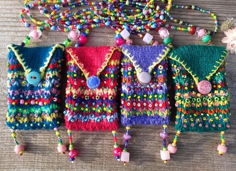 Medicine neck bag Small pouch for crystals Long boho - Etsy Украина Handbag Construction, Amulet Necklaces, Medicine Bag Necklace, Purse Tassels, Knitted Jewelry, Spirit Bags, Amulet Bag, Long Boho Necklace, Fiber Necklace