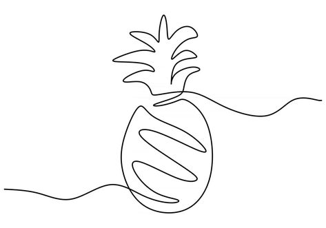 Drawing Of Pineapple, Fertility Tattoo, Pineapple Doodle, Pineapple Sketch, Pinapple Tattoos, One Continuous Line Drawing, Pineapple Decal, Pineapple Drawing, Pineapple Illustration