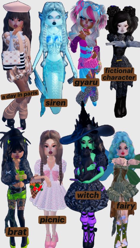 Dress to impress dti outfit inspiration outfit inspo brat, siren, mythology, fictional character (horror tim burton edward scissorhands), a day in paris, gyaru, picnic, witch, fairy Tim Burton Edward Scissorhands, Siren Mythology, Witch Fairy, A Day In Paris, Latina Hair, Classy Halloween Costumes, Day In Paris, Witch Dress, Edward Scissorhands