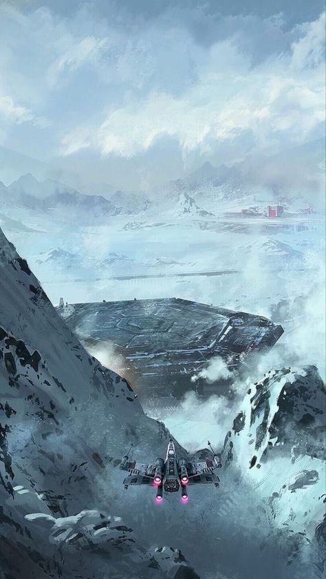 Star Wars Background Landscape, Starwars Landscape, Star Wars Landscapes, Hoth Star Wars, Star Wars Gadgets, Star Wars Hoth, Star Wars Illustration, Star Wars Painting, Star Wars Background