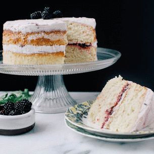 Recipes | Sur La Table Blackberry Mascarpone, Blackberry Filling, Wedding Cake Vanilla, Blackberry Cake, Mascarpone Frosting, White Cake Recipe, Sweets Cake, Jam Recipes, Tea Cakes