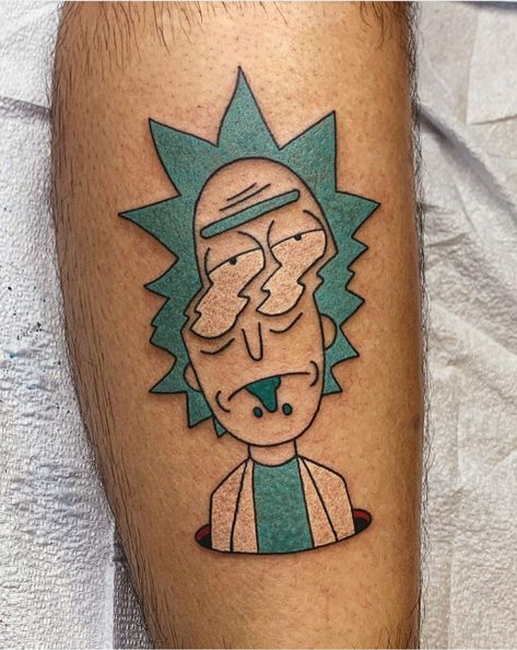 Trippy Rick And Morty Tattoo, Rick And Morty Portal Tattoo, Rick And Morty Tattoo Stencil, Simple Rick And Morty Tattoo, Rick And Morty Flash Tattoo, Rick Tattoo Design, Rick And Morty Tattoo Design, Rick And Morty Tattoo Ideas, Pickle Rick Tattoo