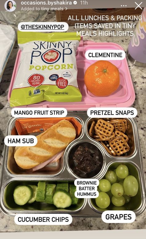 Homemade School Lunches, Kids Lunch Box Meals, Easy School Lunches, School Lunch Recipes, Healthy Lunch Snacks, Meal Prep Snacks, Snacks For Kids, Healthy Lunch Meal Prep, Healthy School Lunches