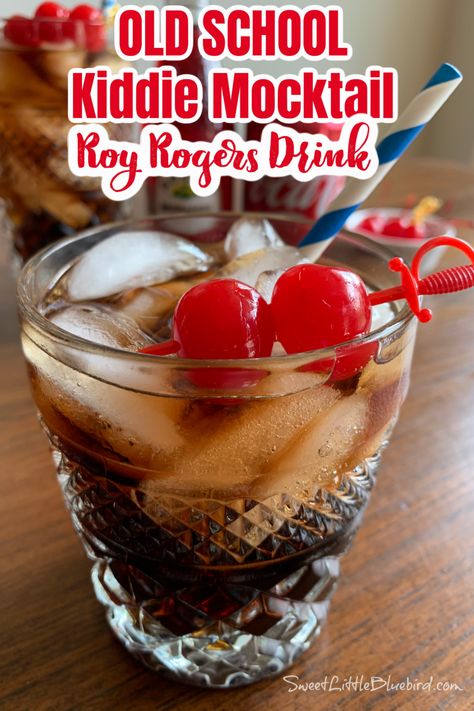 OLD SCHOOL MOCKTAIL (ROY ROGERS DRINK RECIPE) Kiddy Cocktail Recipe, Roy Rogers Drink, Best Grill Recipes, Kids Drinks, Mocktail Drinks, Coca Cola Drink, Maraschino Cherries, Cocktail And Mocktail, Summertime Drinks