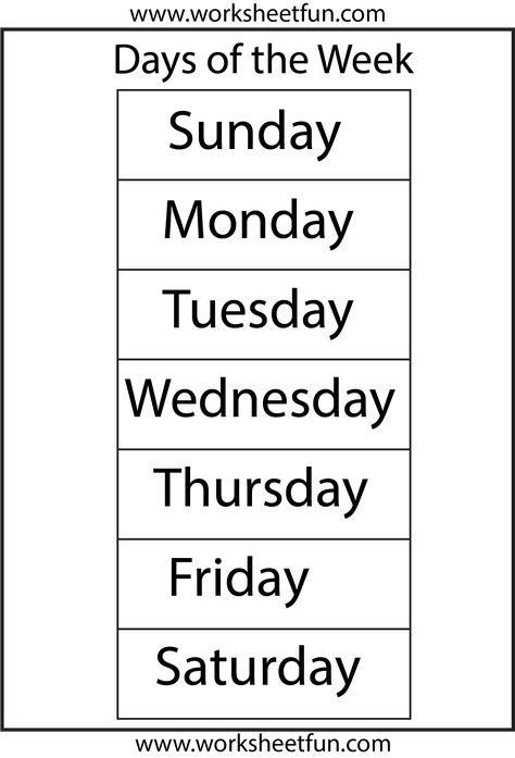 days of the week Days Of The Week Printables, Numbers In Words, Preschool Charts, Monday Tuesday Wednesday Thursday Friday, First Grade Worksheets, Printable Chart, Sunday Monday Tuesday, English Lessons For Kids, Ways Of Learning