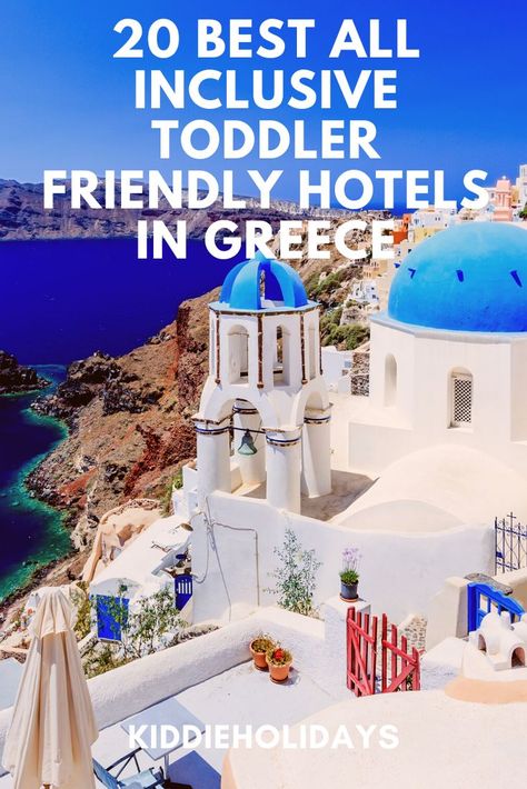 Discover the best all inclusive toddler friendly hotels in Greece including hotels with splash parks and near gorgeous beaches – all with amazing all inclusive options! #travel #holidays #greece #toddlerfriendly Greece On A Budget, Traveling To Greece, Greece Travel Outfits, Hotels In Greece, Greece Culture, Greece Honeymoon, Beach Hacks Clever Ideas, Beach Hacks For Adults, Beach Hacks Kids