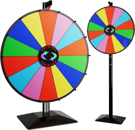 24 Inch Dual Use Spinning Prize Wheel 14 Slots Color Tabletop and Floor Roulette Wheel of Fortune, Spin The Wheel with Dry Erase Marker and Eraser Win The Fortune Spinner Game for Carnival Trade Show Chore Wheel, Spinning Prize Wheel, Spinner Games, Prize Wheel, Carnival Birthday Party Theme, Spin The Wheel, Roulette Wheel, Kids Exploring, Kids Gift Guide