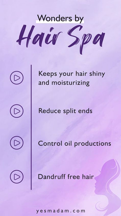 A simple perfect de-stress therapy with a host of Benefits😍 ~Hair Spa #yesmadam #yesmadamsalon #salon #salonservices #haircare #athome #haircareathome #naturalcare #naturalbeauty Benefits Of Hair Spa, Hair Spa Benefits, Hair Salon Art, Salon Hair Treatments, Head Spa, Home Remedies For Skin, Salon Art, Hair Treatments, Hair Spa