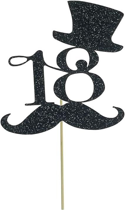 Amazon.com: BMINJIE Black Glitter Numbers 18 - Happy 18th Birthday Cake Topper - 18th Birthday Party Decorations - Top Hat and Man Mustache : Grocery & Gourmet Food Happy 18th Birthday Cake Topper, Happy 18th Birthday Cake, 18th Birthday Party Decorations, Man Mustache, Happy 18th Birthday, 18th Cake, 18th Birthday Cake, 18th Birthday Party, 18th Birthday