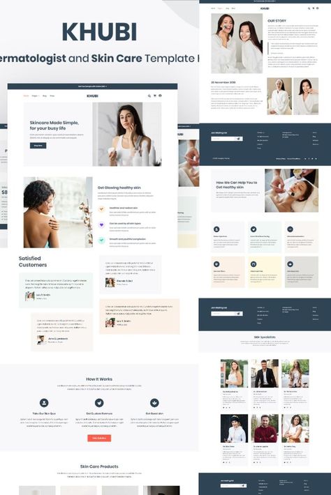 Khubi - Dermatologist & Skin Care Template Kit Skin Care Template, Dermatologist Skin Care, Dermatologist Doctor, Skin Specialist, Ad Template, Healthy Glowing Skin, Care Skin, Busy Life, Website Templates