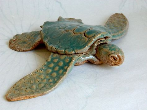 RESERVED FOR ASHLEY by liveclay on Etsy Ceramic Statue, Ceramic Turtle, Kids Clay, Pottery Animals, Sculptures Céramiques, Ceramic Fish, Turtle Art, Slab Pottery, Hand Built Pottery