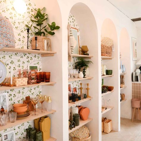 Shopkeeper Spotlight: Mon Pote | 91 Magazine Arch Shelving, Architectural Arches, Stationery Store Design, Studio Workspace, Boho Store, Store Design Boutique, Storefront Design, Pale Wood, Retail Shelving