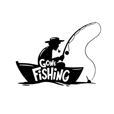 Gone fishing inllustratin. alone fisher ... | Premium Vector #Freepik #vector #water #man #cartoon #silhouette Fishing Icon, Retro Fishing, Badge Collection, Fishing Design, Fish Silhouette, Cartoon Fish, Outdoor Blankets, Mattress Frame, Red S