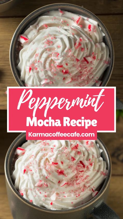 Peppermint Mocha: Make Starbucks’ Holiday Favorite at Home Peppermint Coffee Syrup, Hot Coffee Recipes, Mocha At Home, Peppermint Mocha Latte, Homemade Peppermint Mocha, Peppermint Mocha Recipe, Mocha Drink, Coffee Recipes Hot, White Chocolate Syrup