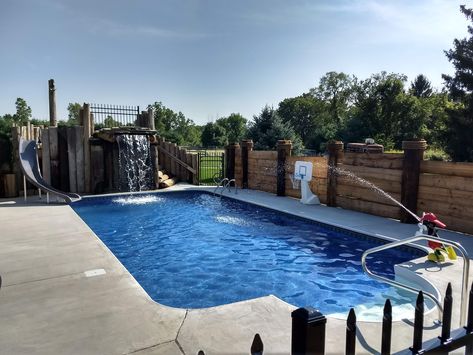 Pool With Slide And Waterfall, Pool With Slide, Pool Solar Panels, Pool With Waterfall, Solar Pool Heaters, Solar Pool Heating, Swimming Pool Heaters, Pool Heat Pump, Rectangle Pool