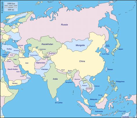 Asia : free map, free blank map, free outline map, free base map : states, names, color Map Of Asia Printable, Asia Map Printable, Akhanda Bharat, Asian Maps, Map Of Asia, Countries Of Asia, Concept Maps, Asian Continent, Asia Continent