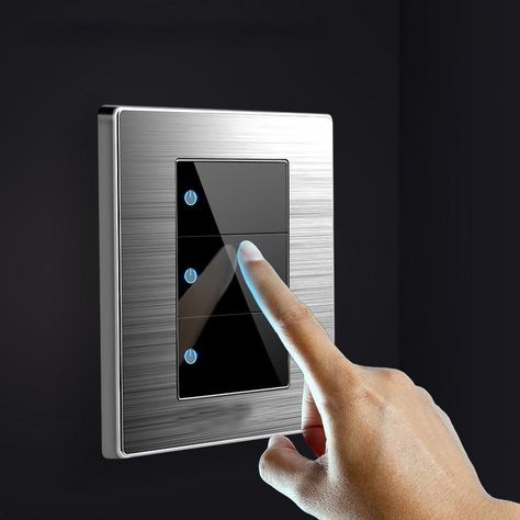 $15.99 (reg $43) Modern Wall Switches With LED Brushed Stainless Steel Mirror:   This is so neat and has great reviews!    Head to Over… Modern Light Switches, Touch Light Switch, Light Switches And Sockets, Wall Light With Switch, Home Switch, Stainless Steel Panels, Switch Socket, Steel Mirror, Lamp Switch