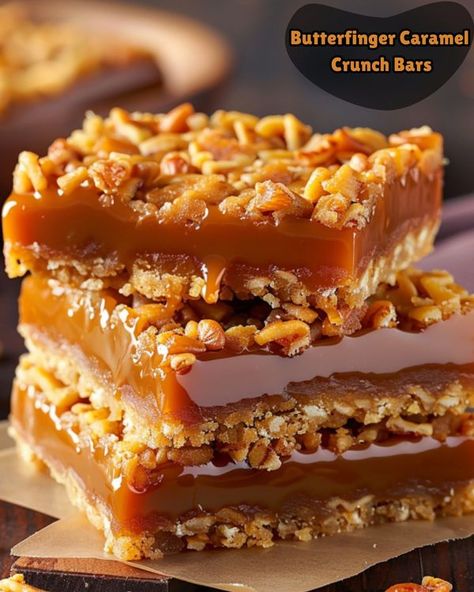 Crunch Bars Recipe, Boston Cream Pie Cupcakes, Strawberry Shortcake Cheesecake, Crunch Bars, Caramel Bits, Caramel Crunch, Caramel Bars, Boston Cream Pie, Crunch Bar