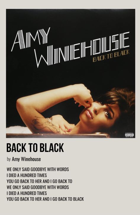 minimal polaroid song poster for back to black by amy winehouse Amy Winehouse Songs, Black Song, Music Poster Ideas, Vintage Music Posters, Film Posters Minimalist, Music Poster Design, Minimal Poster, Music Album Covers, Music Album Cover