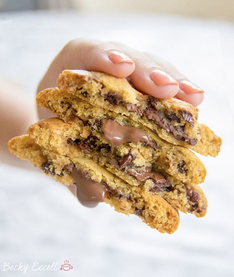 Gluten Free Nutella Desserts, Gluten Free Stuffed Cookies, Gluten Free Nutella Cookies, Gf Nutella Brownies, Nutella Stuffed Deep Dish Chocolate Chip Skillet Cookie, Ultimate Gluten Free Chocolate Chip Cookies, Chocolate Nutella Cookies, Chocolate Treats Easy, Choc Chip Cookie Recipe